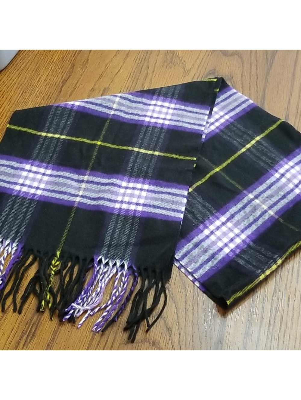 Croft & Barrow Women's Purple and Black Plaid Acrylic Scarf - Soft and Warm